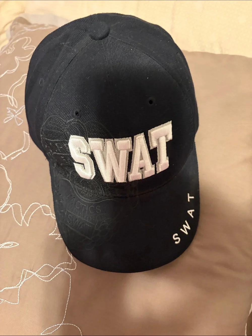 RAPID DOMINANCE SWAT Embroidered Black Baseball Cap - Bold White Lettering - Picture 4 of 5